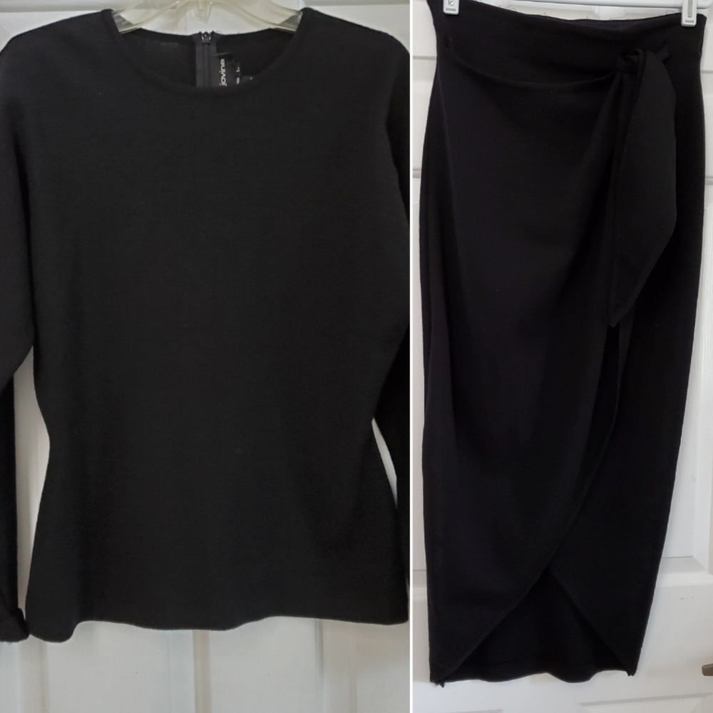 Adrianna Papell Black wool skirt suit Size Medium